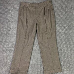 Brooks Brothers 346 Madison Fit Dress Pants Mens 38 x 30 Brown Pleated Cuffed